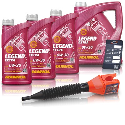 Mannol 8 L Legend Extra 0W-30+Ölwechsel-Anhanger+Einfülltrichter von MANNOL