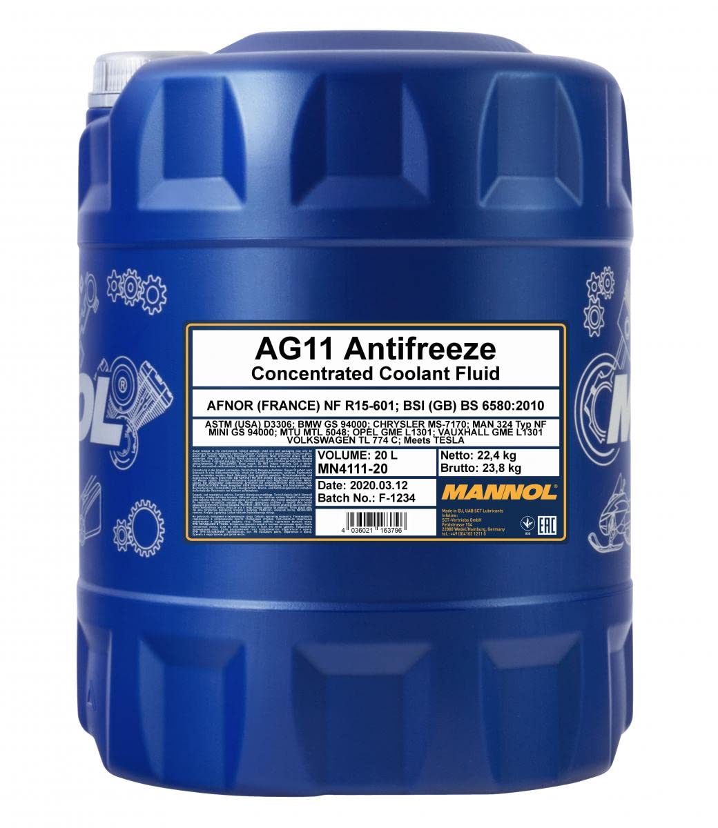 MANNOL 1 x 20L Longterm Antifreeze AG11 / Kühlerfrostschutz Konzentret Blau G11 Kühlerfrostschutz von MANNOL