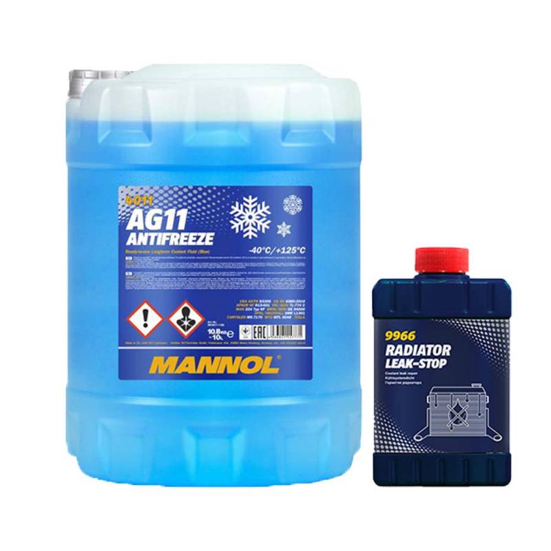 MANNOL 10 Liter, AG13-40 KÜHLERFROSTSCHUTZ FERTIGMISCHUNG GRÜN + Kühler Dichtung von MANNOL