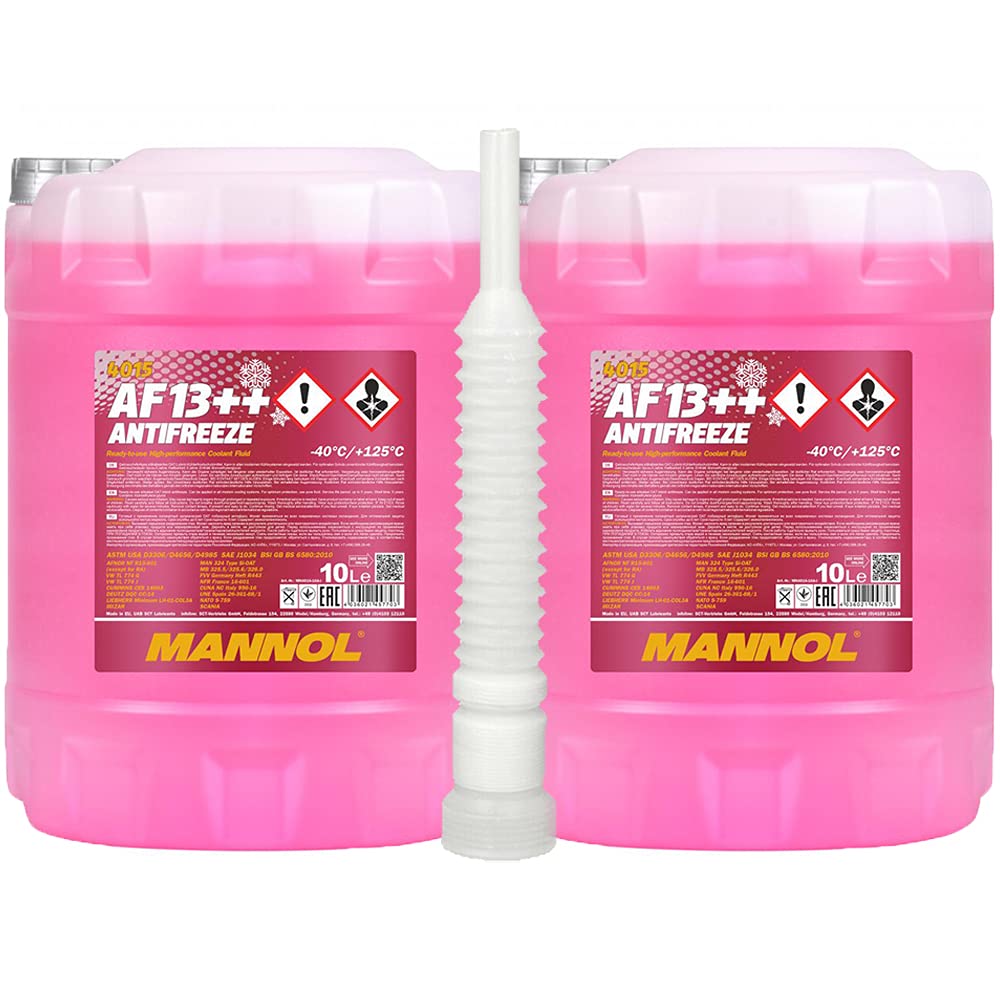 MANNOL 2 x10 Liter, 4015 Antifreeze AF13++ (-40) Kühlerfrostschutz verdünnt violett (2,73€/l) von MANNOL