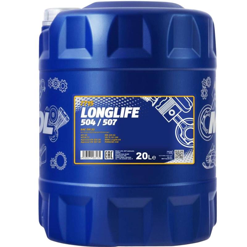 20L Mannol Longlife Öl 5W-30 Motoröl 504.00 507.00 LL-04 + Auslaufahn von MANNOL