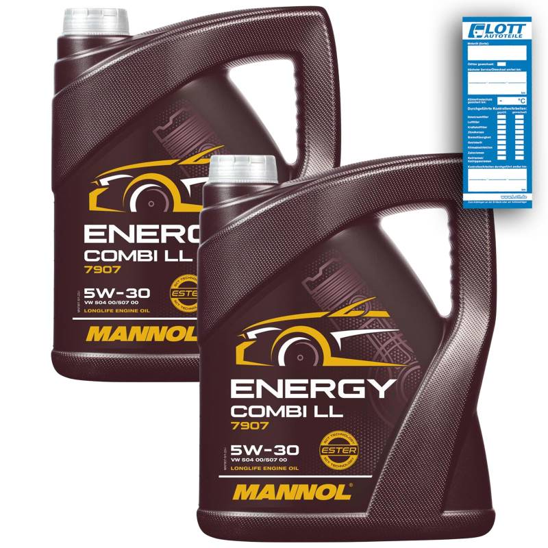 MANNOL 2X 5 Liter MOTORÖL Energy Combi LL 5W-30 MOTORENÖL + INSPEKTIONSAUFKLEBER von MANNOL