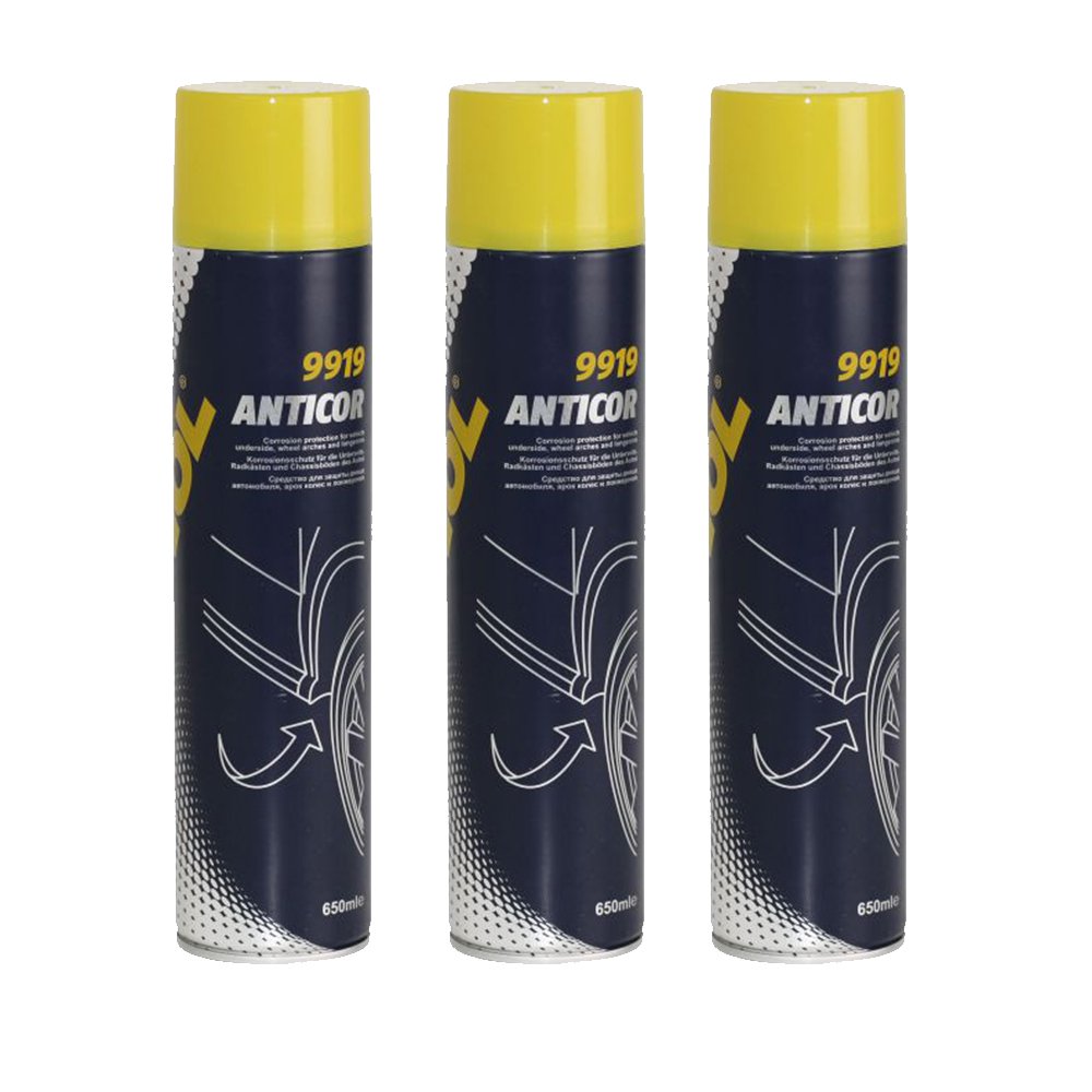 MANNOL 3 x 650ml 9919 Anticor Schwarz/Unterbodenschutz Bitumen Überlackierbar von MANNOL