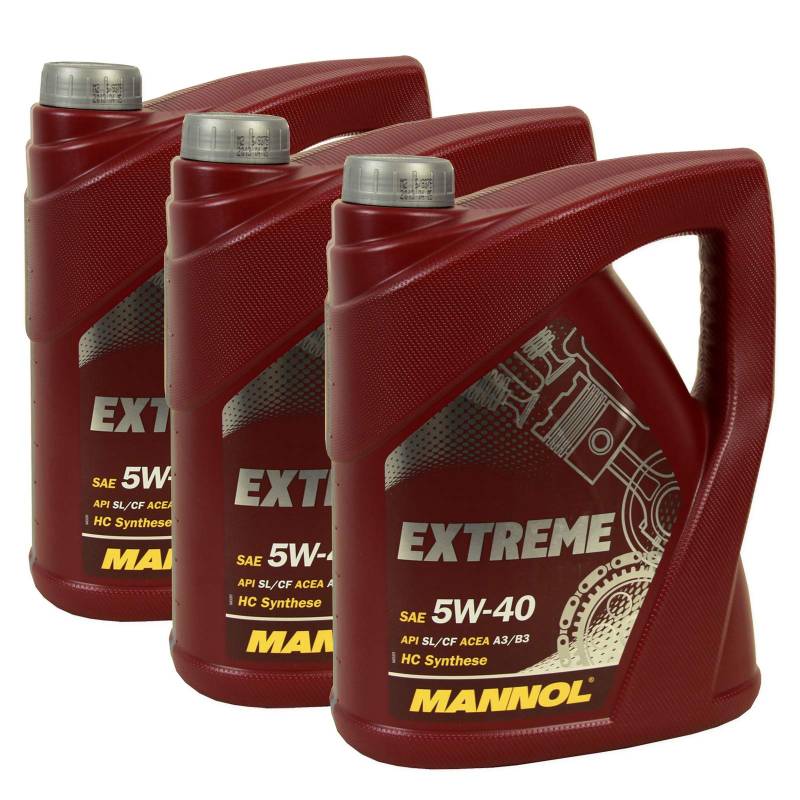 MANNOL 3X 5L MOTORÖL ÖL Extreme 5W-40 MOTORENÖL (15LITER) + INSPEKTIONSAUFKLEBER von MANNOL