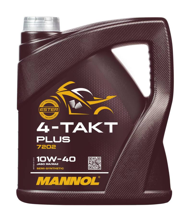 MANNOL 4-Takt Plus API SL SAE 10W-40 teilsynthetisch 4 Liter Motorrad ÖL Motorradöl Roller von MANNOL