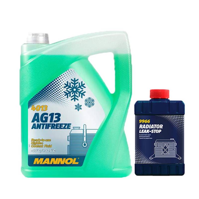 MANNOL 5 Liter, AG13-40 KÜHLERFROSTSCHUTZ FERTIGMISCHUNG GRÜN + Kühler Dichtung von MANNOL