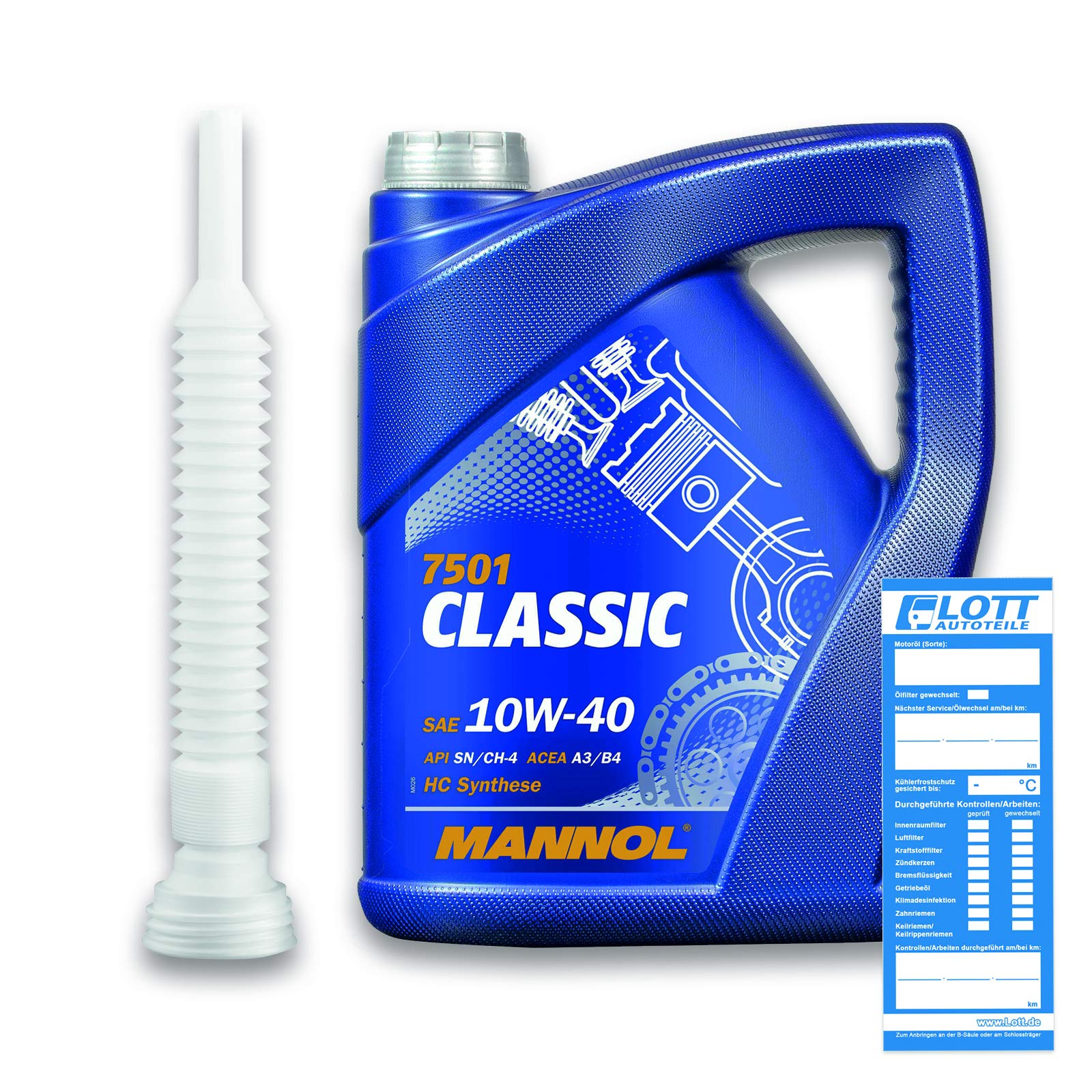 MANNOL 5L Classic 10W-40 Motoröl 502.00 505.00 / MB 229.1 / ACEA A3/B4 / RN0700 + Auslaufschlauch von MANNOL