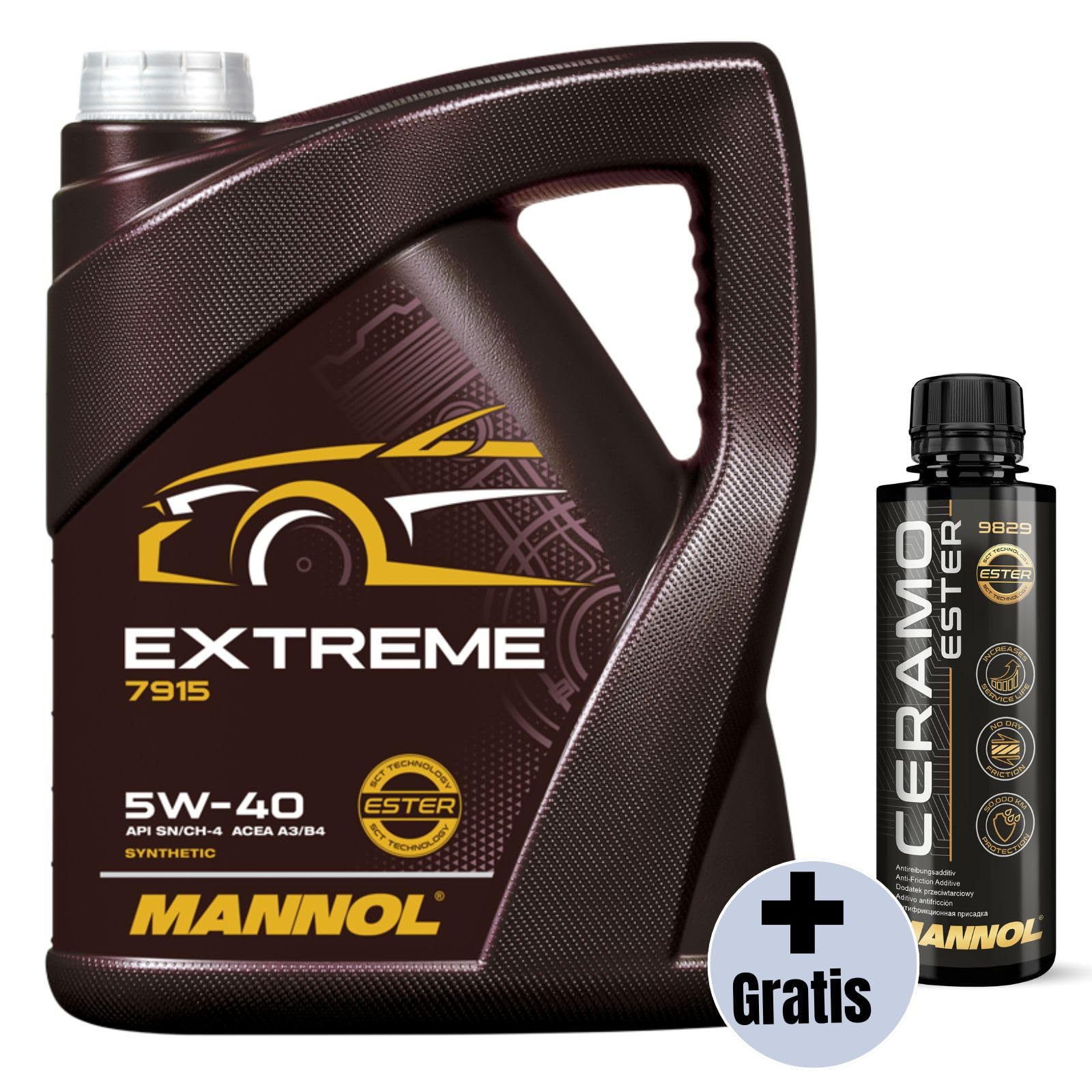 MANNOL 5L Extreme 5W-40 Motoröl MN7915-5 + GRATIS 250ml Ceramo Ester Additiv von MANNOL