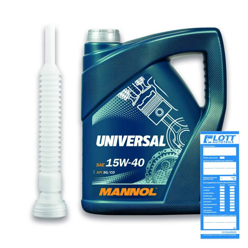 5L Mannol Motoröl Universal 15W-40 15W40 hochwertiges Motorenöl API SG/CD + Auslaufschlauch von MANNOL