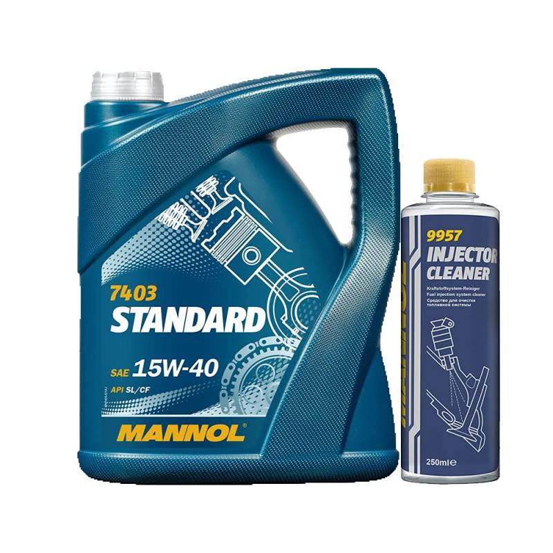 MANNOL 5l, 7403 Standard 15W-40 API SL/CF + Injector Cleaner - Benzinadditiv 250ml von MANNOL