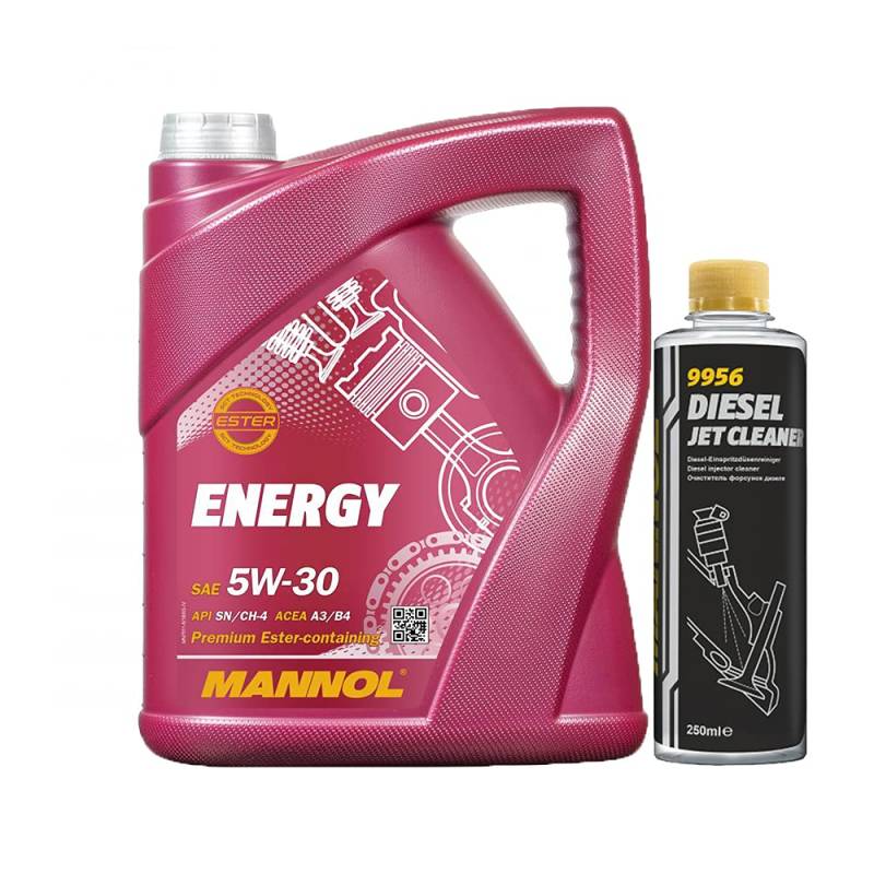 MANNOL 5l, 7511 Energy 5W-30 + Diesel Jet Cleaner Düsenreiniger - Kraftstoff Additiv 250 ml von MANNOL