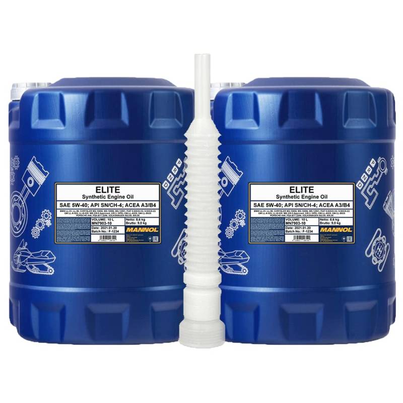 MANNOL 7903 Elite 5W-40 MB 229.5 Motoröl, 2 x 10 Liter von MANNOL