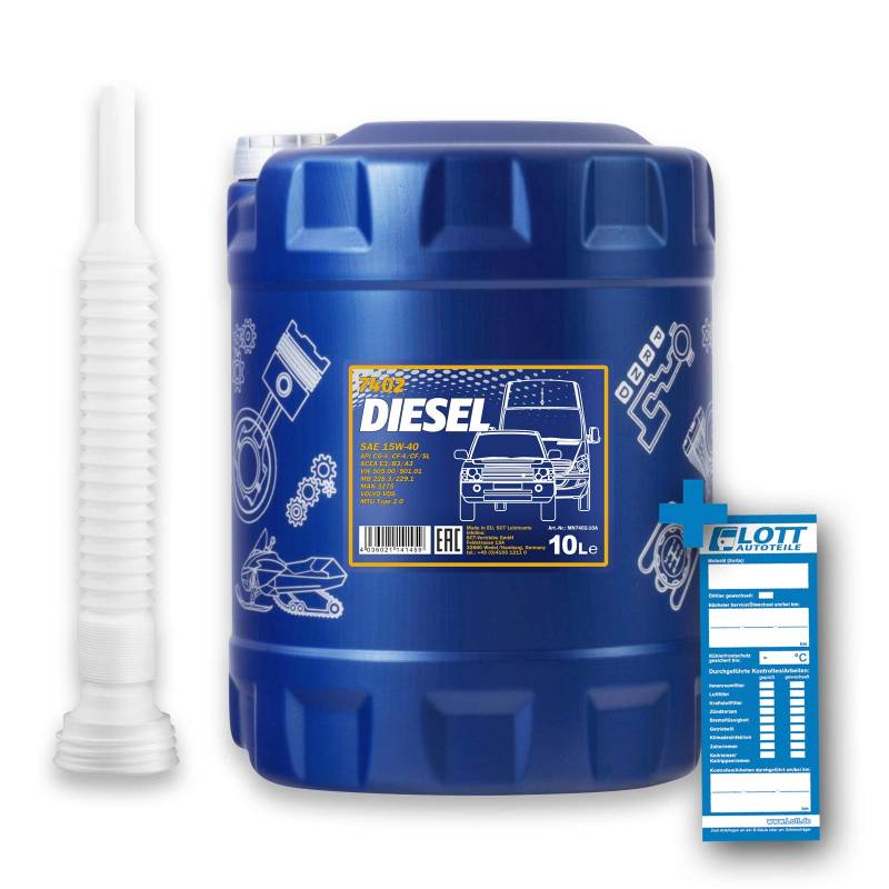 MANNOL Diesel 15W-40 Motoröl 10L + Auslaufschlauch Ölschlauch von MANNOL