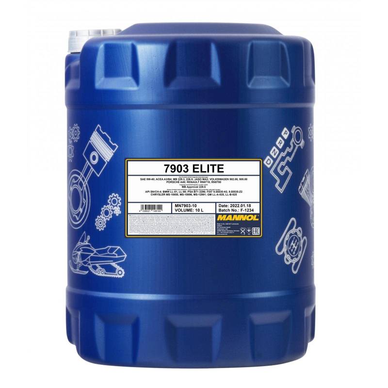 10 Liter Orignal MANNOL Elite 5W-40 API SN/CF Motoröl Engine Oil Öl von MANNOL