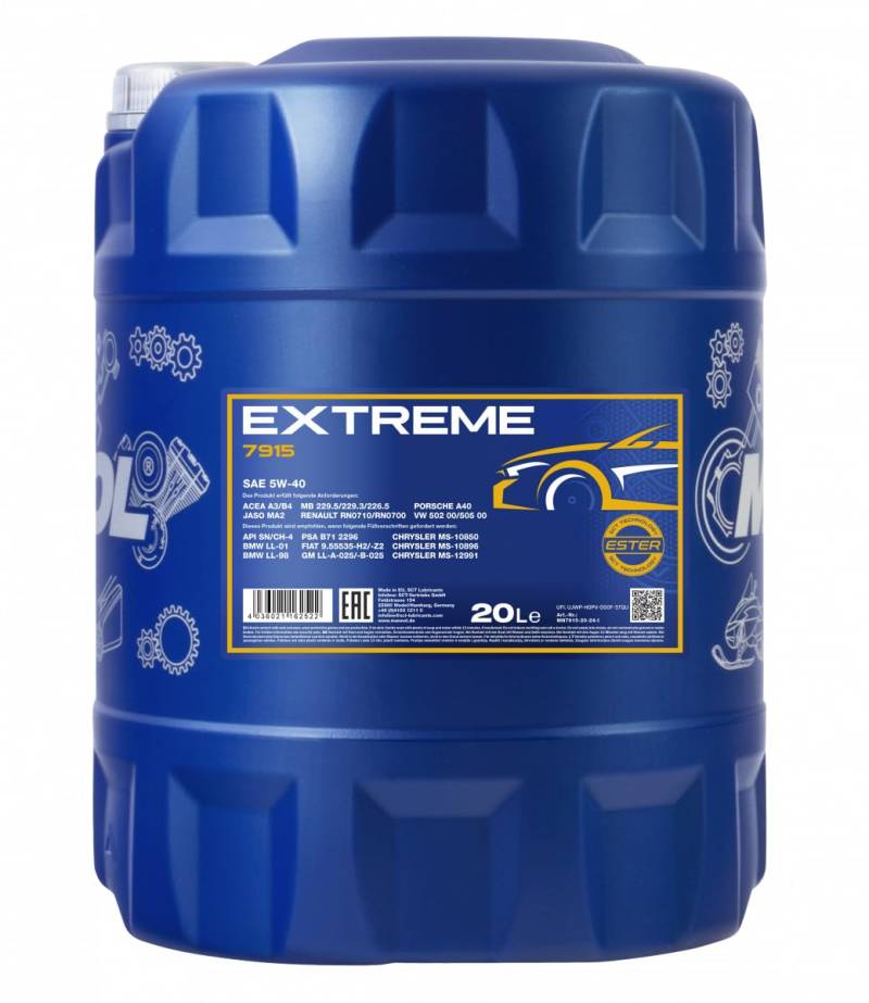 MANNOL Extreme 5W-40 API SN/CF Motorenöl, 20 Liter von MANNOL