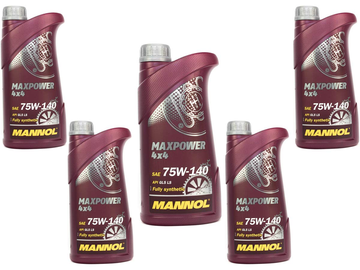 MANNOL Getriebeöl Maxpower 4x4 75W-140 API GL 5 LS 5 Stück á 1 Liter von MANNOL