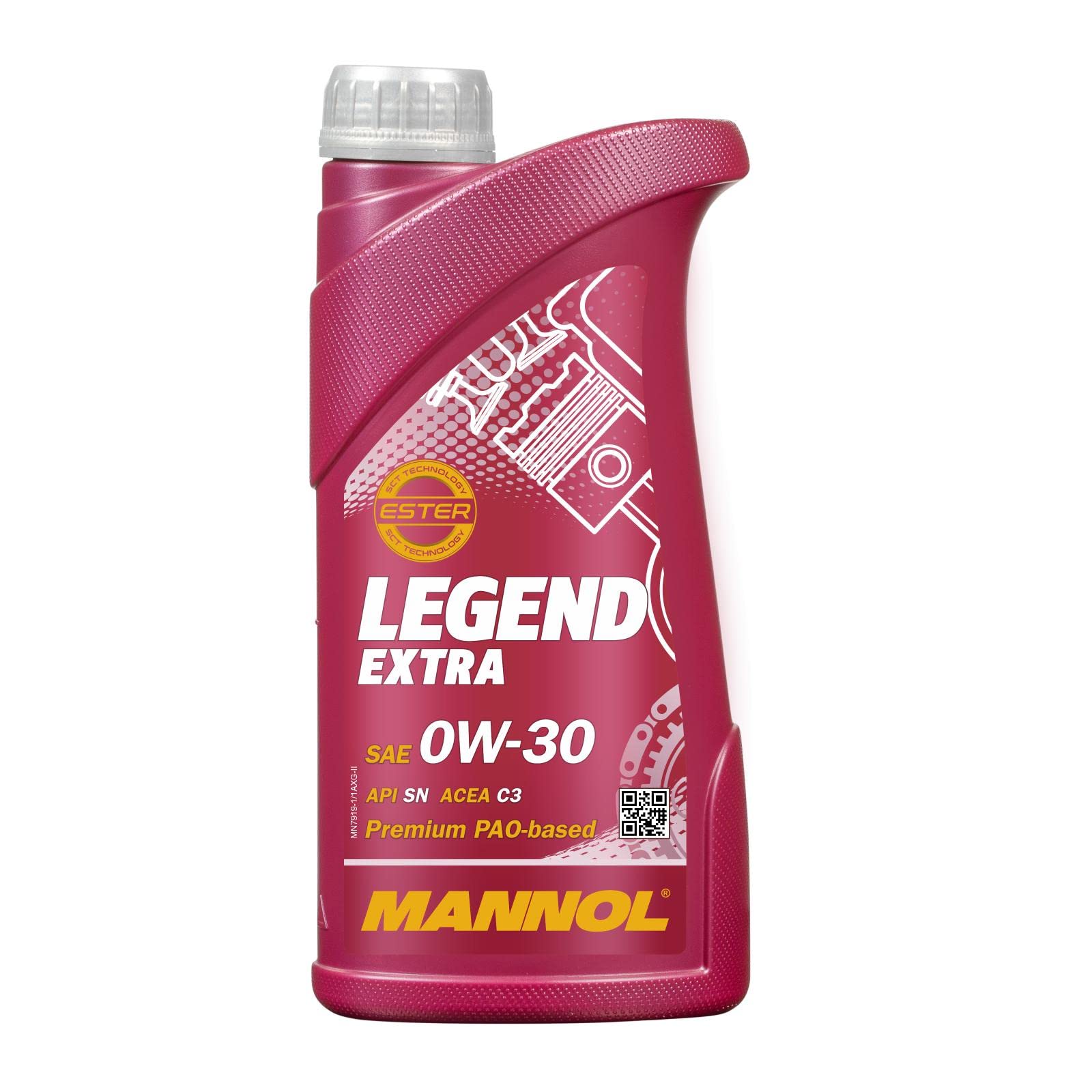 MANNOL Legend EXTRA Motoröl, 1 Liter, Bi-Synthetisch für Diesel & Benzin, Optimiert Kraftstoff & Leistung, Gelbbraun von MANNOL