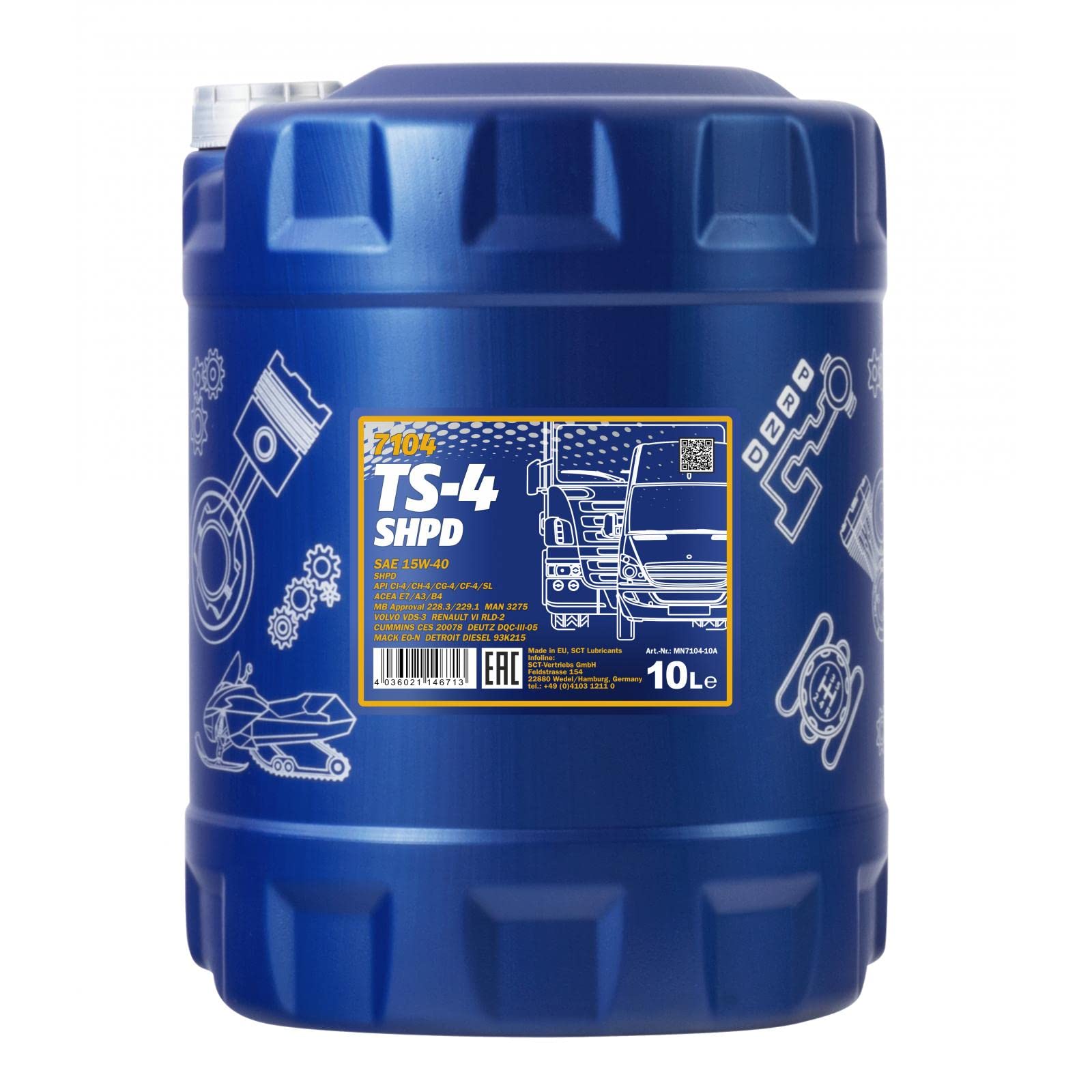 10 Liter Orignal MANNOL Motoröl TS-4 SHPD 15W-40 API Engine Oil Öl LKW Busse von MANNOL