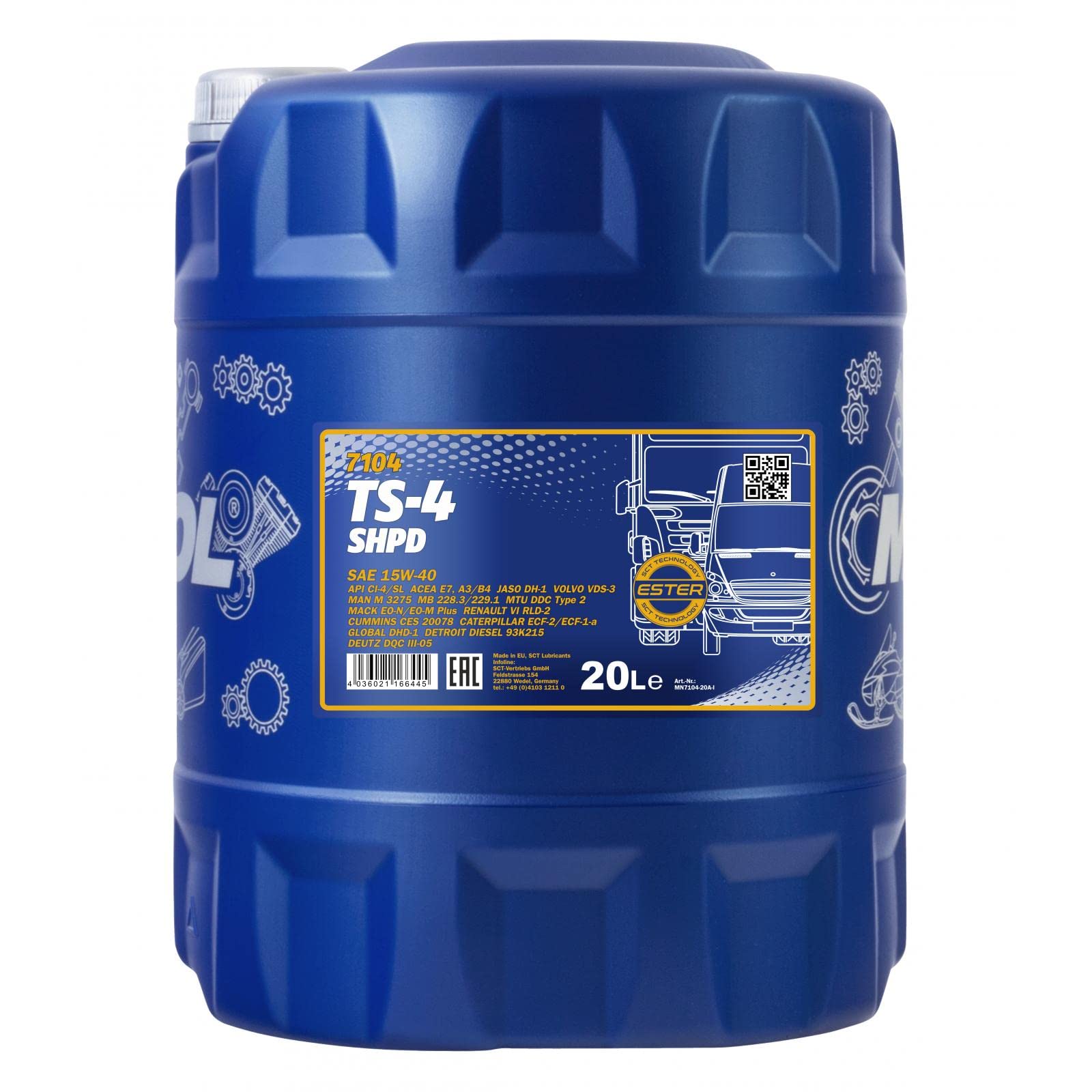 20 Liter Orignal MANNOL Motoröl TS-4 SHPD 15W-40 API Engine Oil Öl LKW Busse von MANNOL