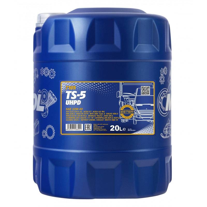 MANNOL TS-5 UHPD 10W-40 API CI-4/CH-4/CG-4/CF-4/SL Motorenöl, 20 Liter von MANNOL