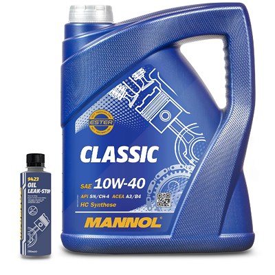 Mannol 5 L CLASSIC 10W-40 Motoröl + 250 ml Oil Leak Stop [Hersteller-Nr. MN7501-5] von MANNOL