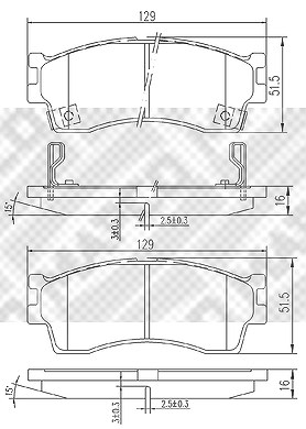 Mapco Satz Bremsbeläge Vorderachse [Hersteller-Nr. 6807] für Kia von MAPCO