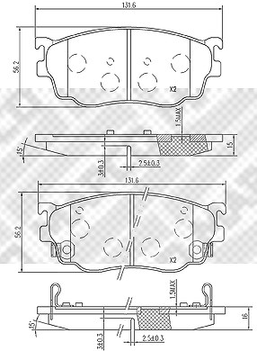 Mapco Satz Bremsbeläge Vorderachse [Hersteller-Nr. 6743] für Mazda von MAPCO