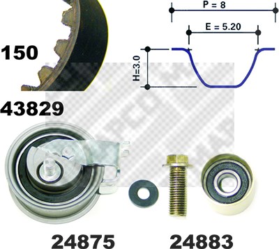 Mapco Zahnriemensatz [Hersteller-Nr. 23912] für Audi, Seat, Skoda, VW von MAPCO