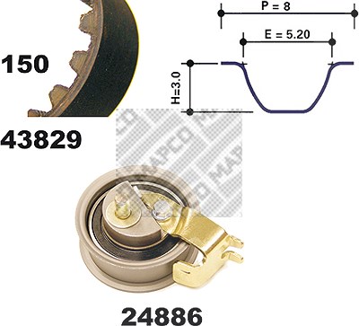 Mapco Zahnriemensatz [Hersteller-Nr. 23829] für Audi, Seat, Skoda, VW von MAPCO