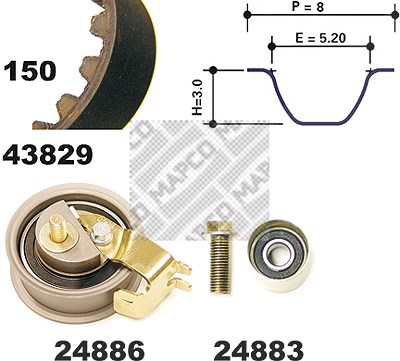 Mapco Zahnriemensatz [Hersteller-Nr. 23831] für Audi, Seat, Skoda, VW von MAPCO