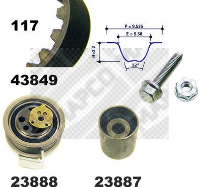 Mapco Zahnriemensatz [Hersteller-Nr. 23849] für Audi, VW von MAPCO