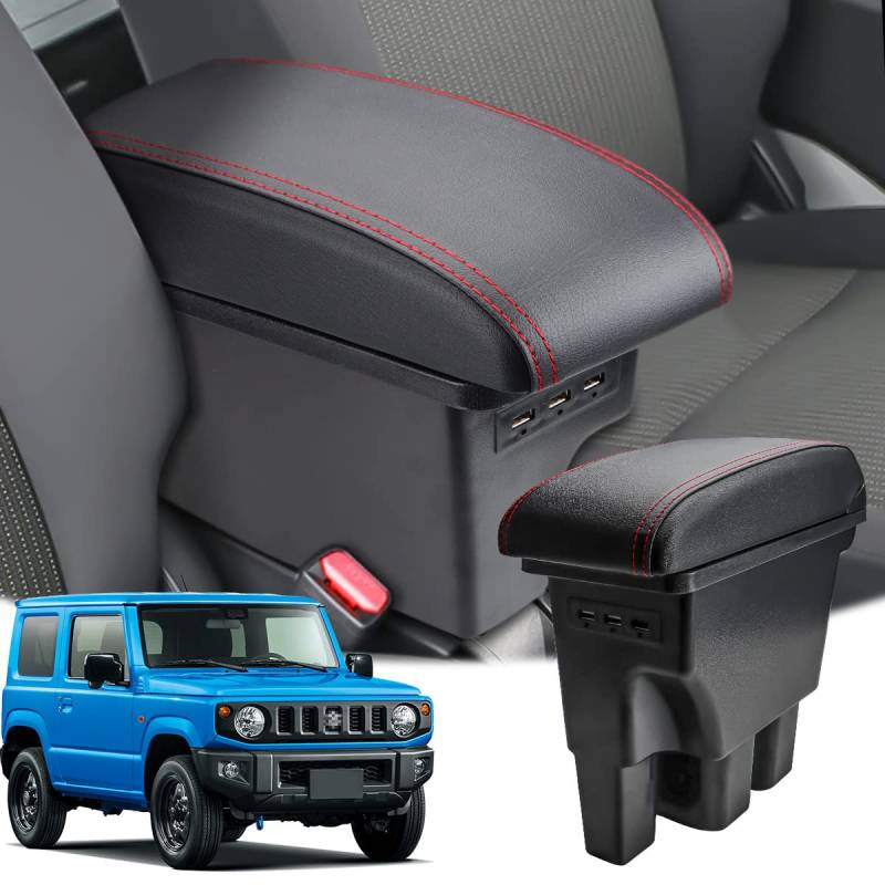 MARCHFA Armlehne Aufbewahrungsbox Custom Kompatibel für Jimny 2018-2021 2022 2023 JB64 JB74 Armlehnenbox mit USB-Ladeanschluss von MARCHFA