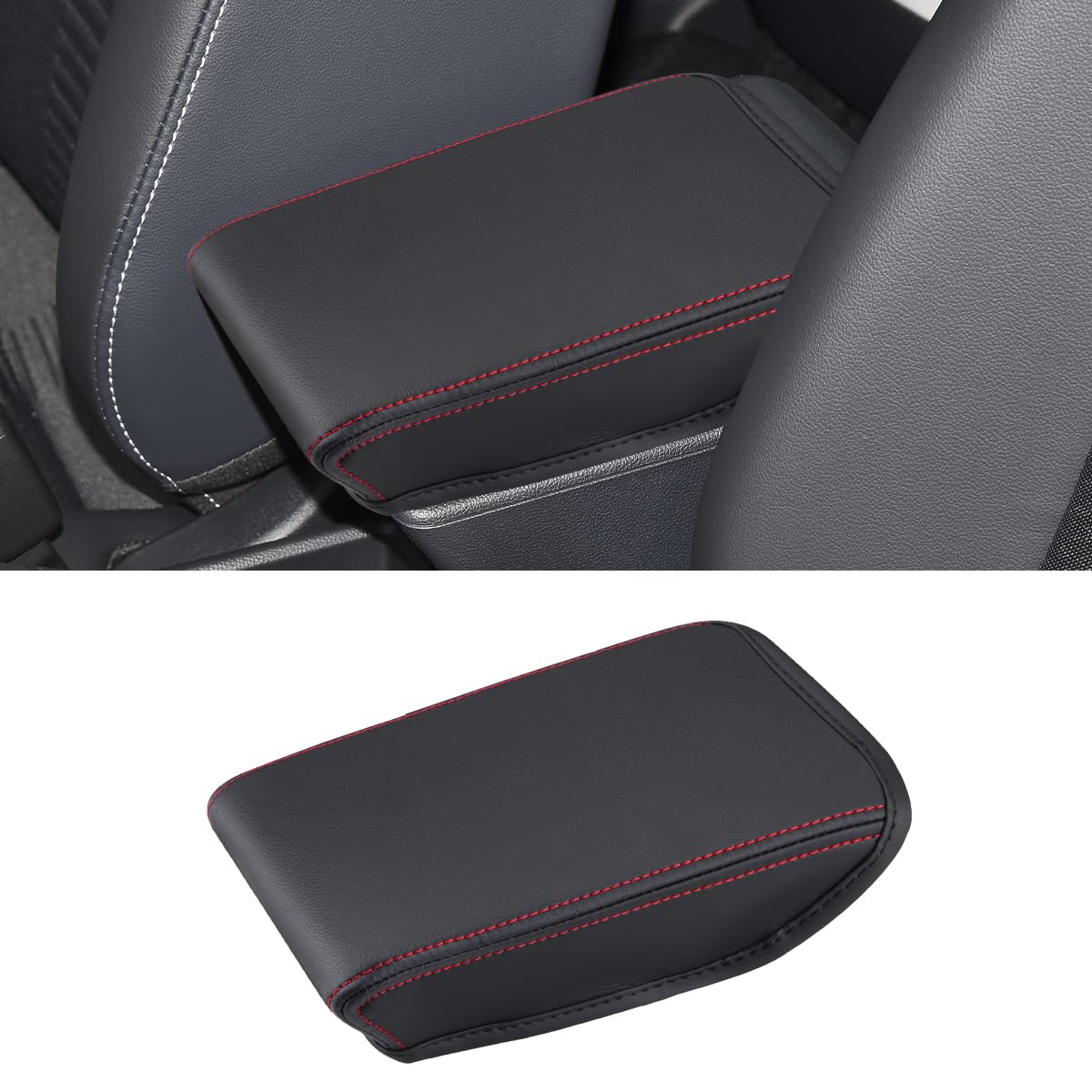 MARCHFA Mittelarmlehne Abdeckung Kompatibel mit Polo/Seat Ibiza 6/Seat Arona/Taigo 2018-2023 2024 Mittelkonsole Armlehne Box Cover Mittelkonsole Armlehnenbezug Auto Schutz Innenraum Zubehör（Rot Linie） von MARCHFA