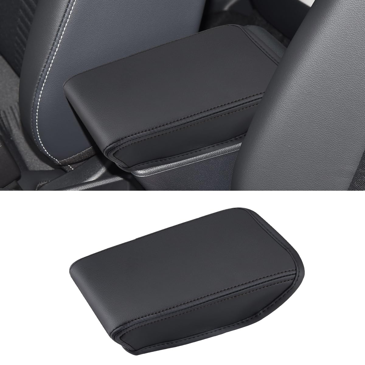 MARCHFA Mittelarmlehne Abdeckung Kompatibel mit Polo/Seat Ibiza 6/Seat Arona/Taigo 2018-2023 2024 Mittelkonsole Armlehne Box (Schwarz) von MARCHFA