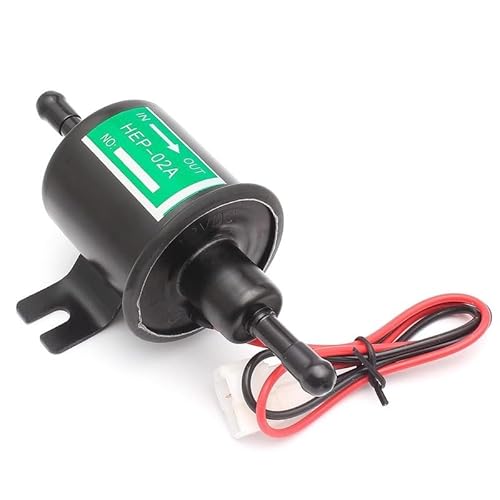 12V / 24V elektrische Kraftstoffpumpe Inline-Diesel-Benzin Niederdruck HEP 02A for Vergaser Motorrad ATV Autozubehör(Black 12V) von MARDUFEK