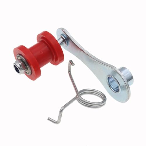 Kette 420 428 520 530 Roller Guide Spanner Richter Spannrolle für Motorrad ATV(Silver Red) von MARDUFEK