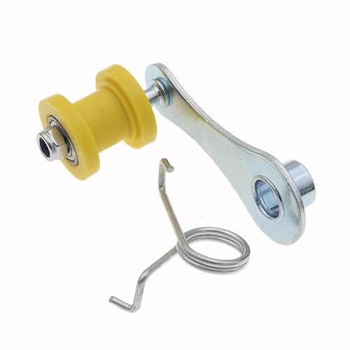 Kette 420 428 520 530 Roller Guide Spanner Richter Spannrolle für Motorrad ATV(Silver Yellow) von MARDUFEK