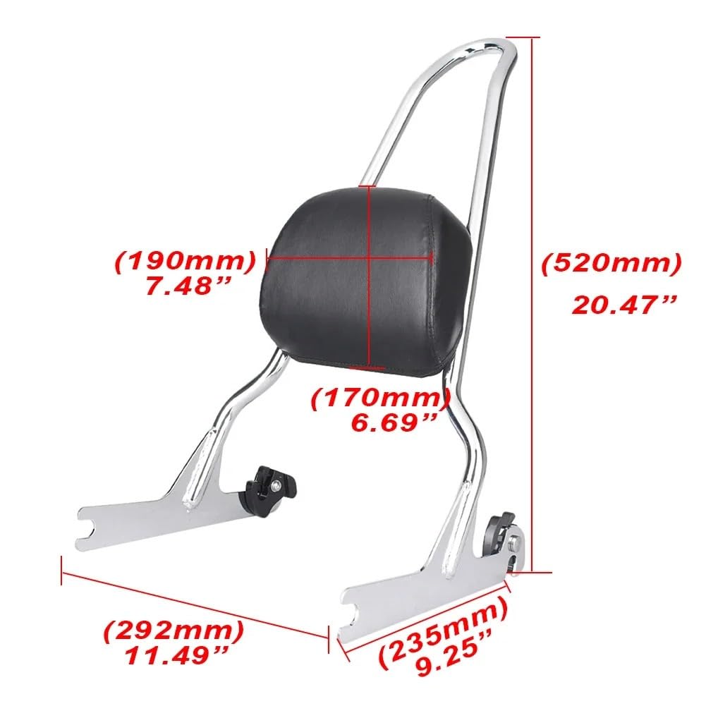 Sissy Bar Rücklehnenpolster für Harley Sofitail 2006–2015 & Fatboy/Fatboy Lo 2007–2016 (schwarz) von MARDUFEK