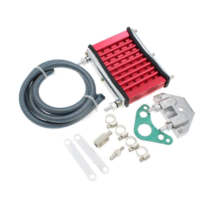 Universal Motorrad CNC Aluminium Motoröl Kühler Kühler Kit for 50cc 110cc 125cc 140cc 150cc ATV(Rot) von MARDUFEK