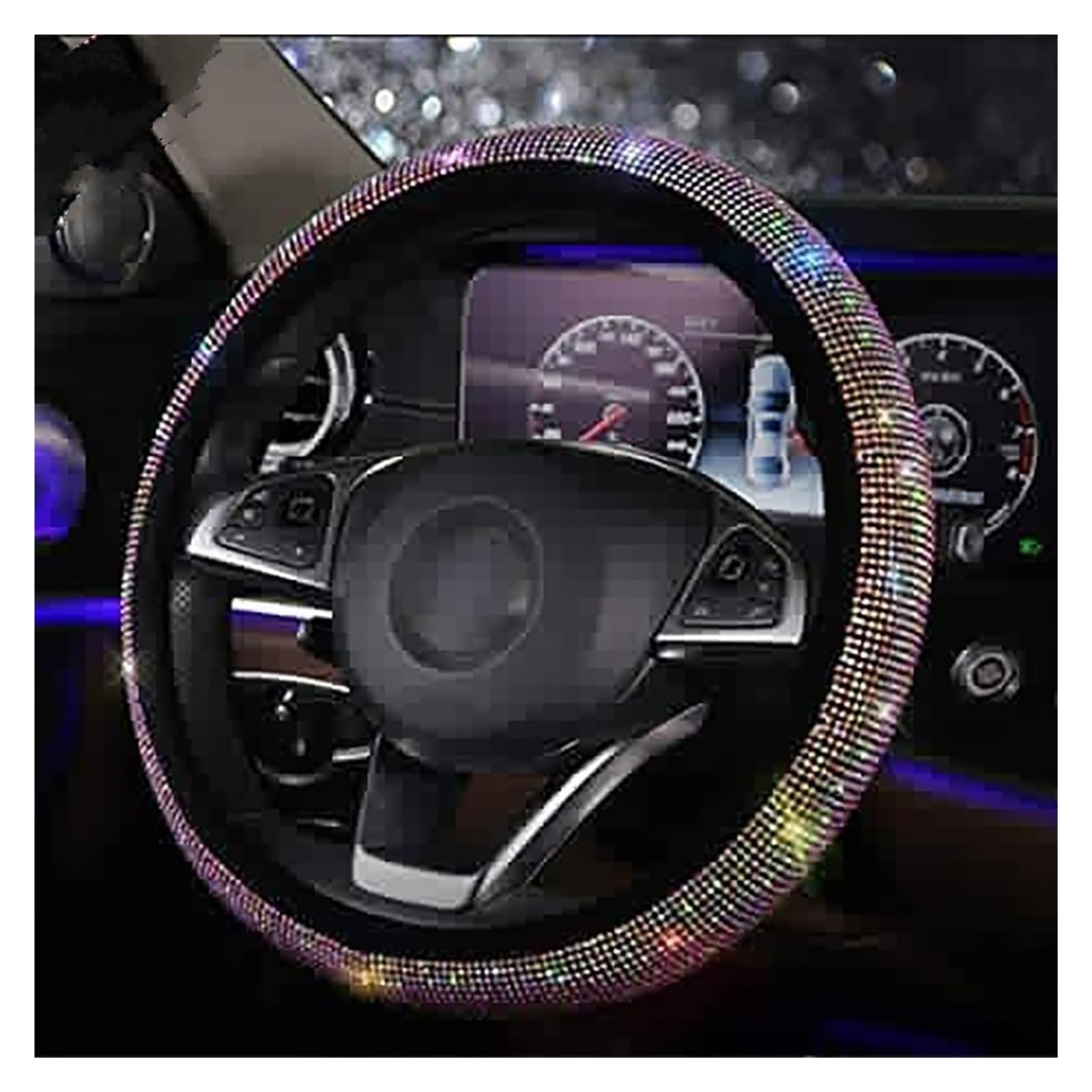 Lenkradhülle Für Universal 38CM Strass Lenkrad Abdeckung Mit Kristall Diamant Funkelnden Auto Atmungsaktive Anti-Slip Auto Lenkradbezug (Farbe : AB) von MARQI