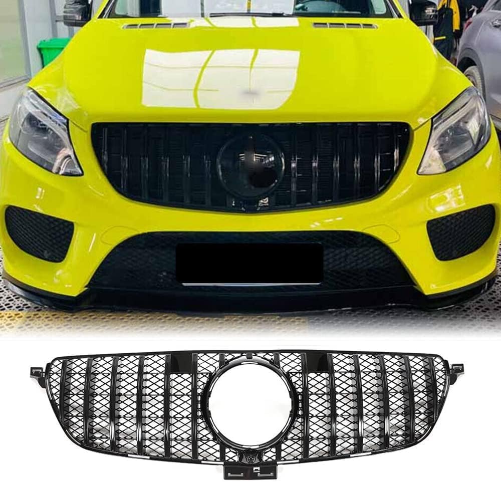 Kühlergrille passend, für Benz GLE Class W166 GLE350 GLE400 GLE43 GLE63 AMG 2015-2019, Auto Frontstoßstangengrill,Vorne Kapuze Kühlergrill Ersatz zubehör von MARUE