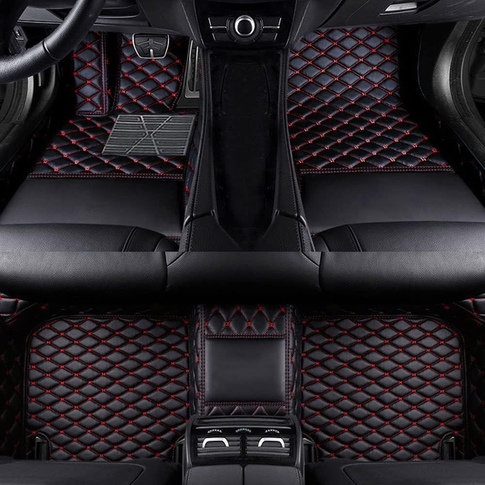 All Inclusive Stil Auto Fußmatten für Audi A8 Limousine D3 (5-seater) SWB 2002-2009,Allwetter wasserdichte rutschfeste Auto Fussmatten,Black red von MASDHNOS