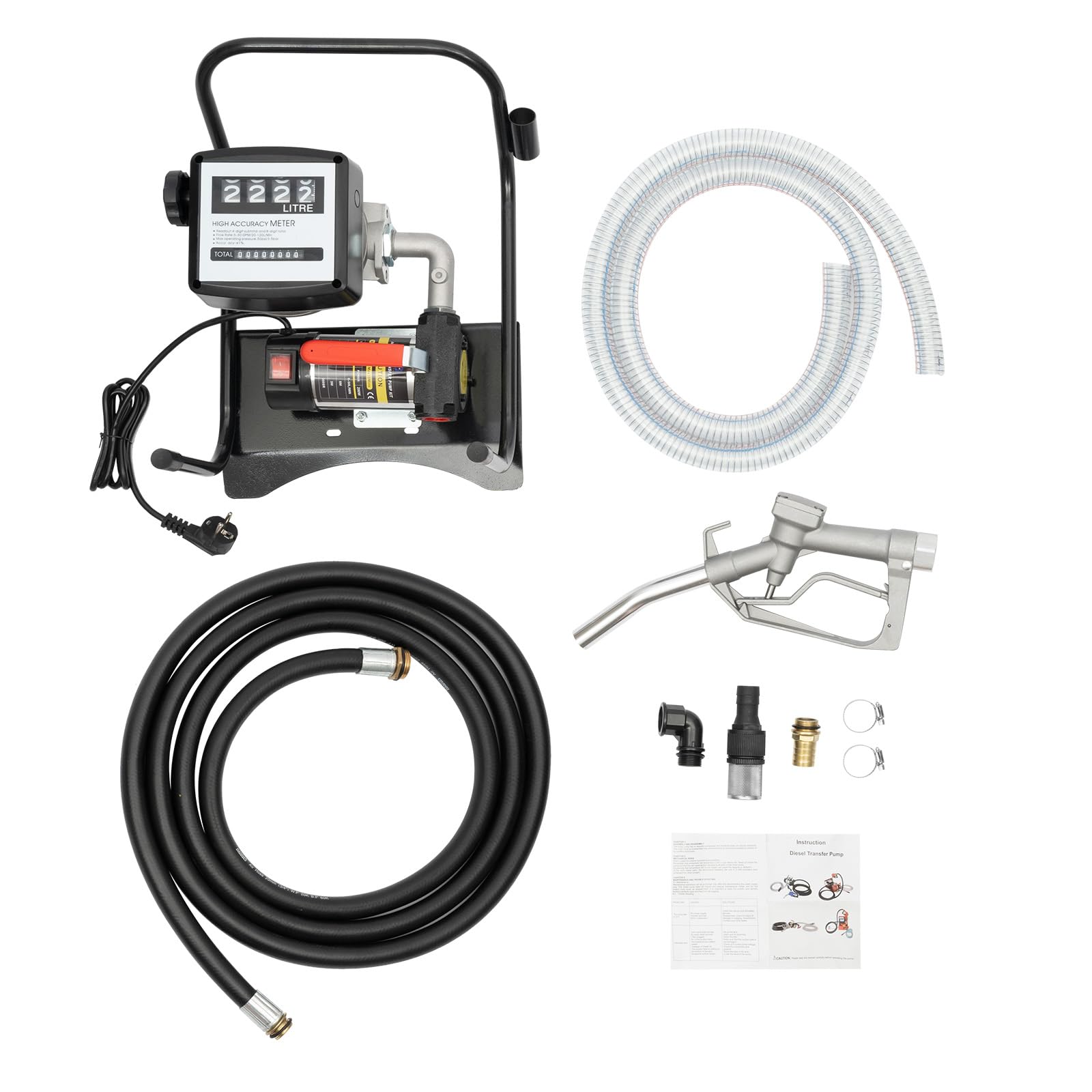 ahxyd - AC 220V Dieselpumpe mit Ölpistole,45L/min Selbstansaugend Ölpumpe mit Vierstelliges-Präzises-Zählsystem,3600R/min Kraftstoffpumpe Absaugpumpe für Diesel und Kerosin Geeignet von MASHANGFU