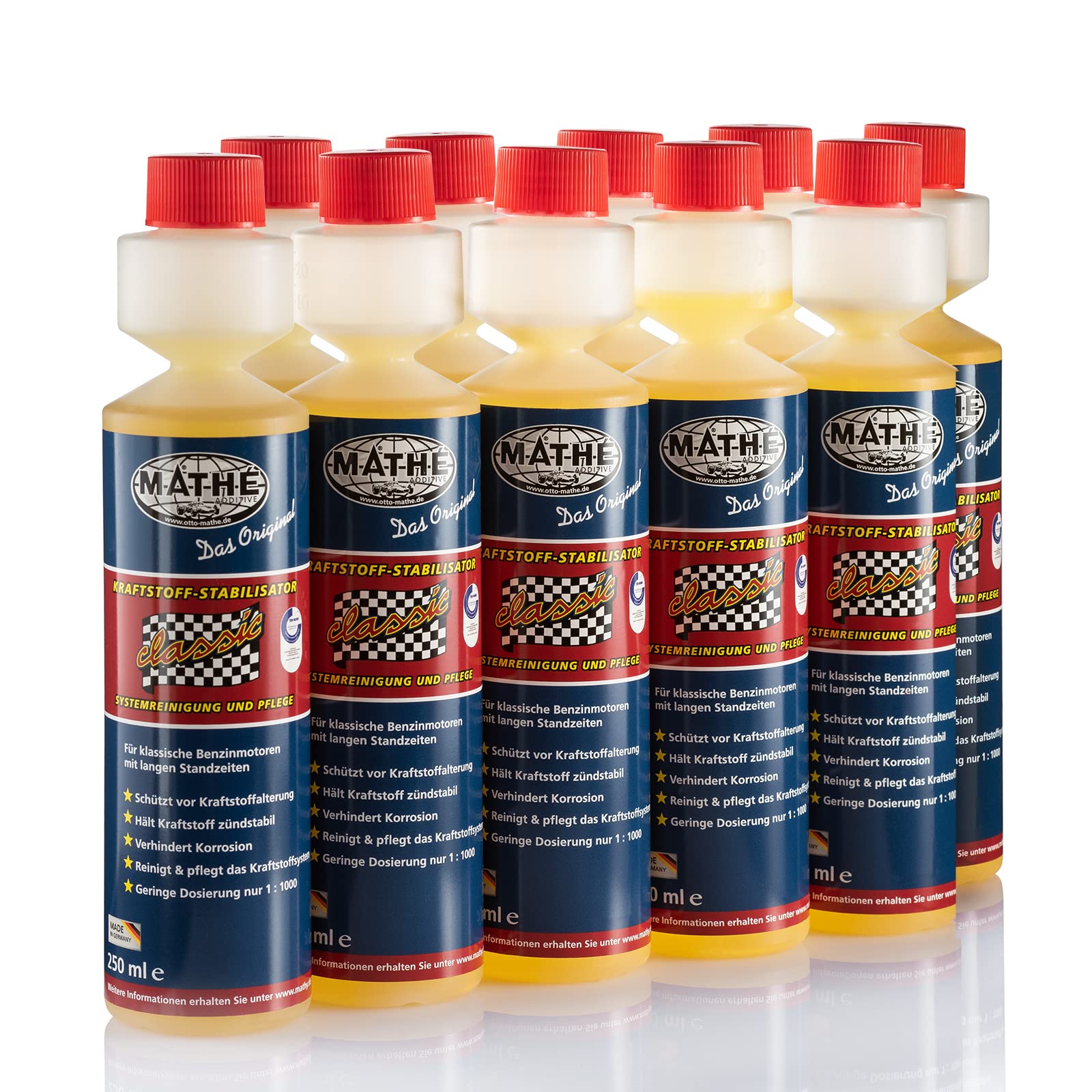 MATHÉ Classic Kraftstoff-Stabilisator Reiniger für den Motor Benzinsystemreiniger 10 x 250 ml von MATHY