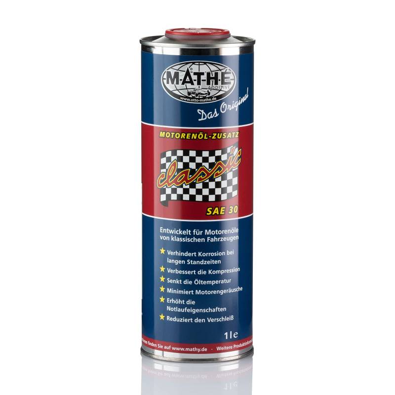 MATHÉ Classic Motorenöl-Zusatz (1 Liter) - Öl-Additiv für mineralische Motorenöle in Oldtimern - Schutz vor Verschleiß und Korrosion - Verbessert Startverhalten, Motorlauf & reduziert Laufgeräusche von MATHY