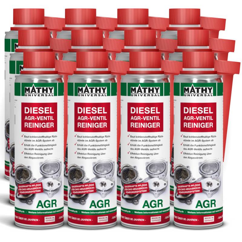 MATHY-AGR Reiniger Diesel (12 x 300 ml) – hochwirksamer Diesel Systemreiniger für Dieselmotoren mit AGR Ventil - AGR Reiniger - Diesel Additiv von MATHY