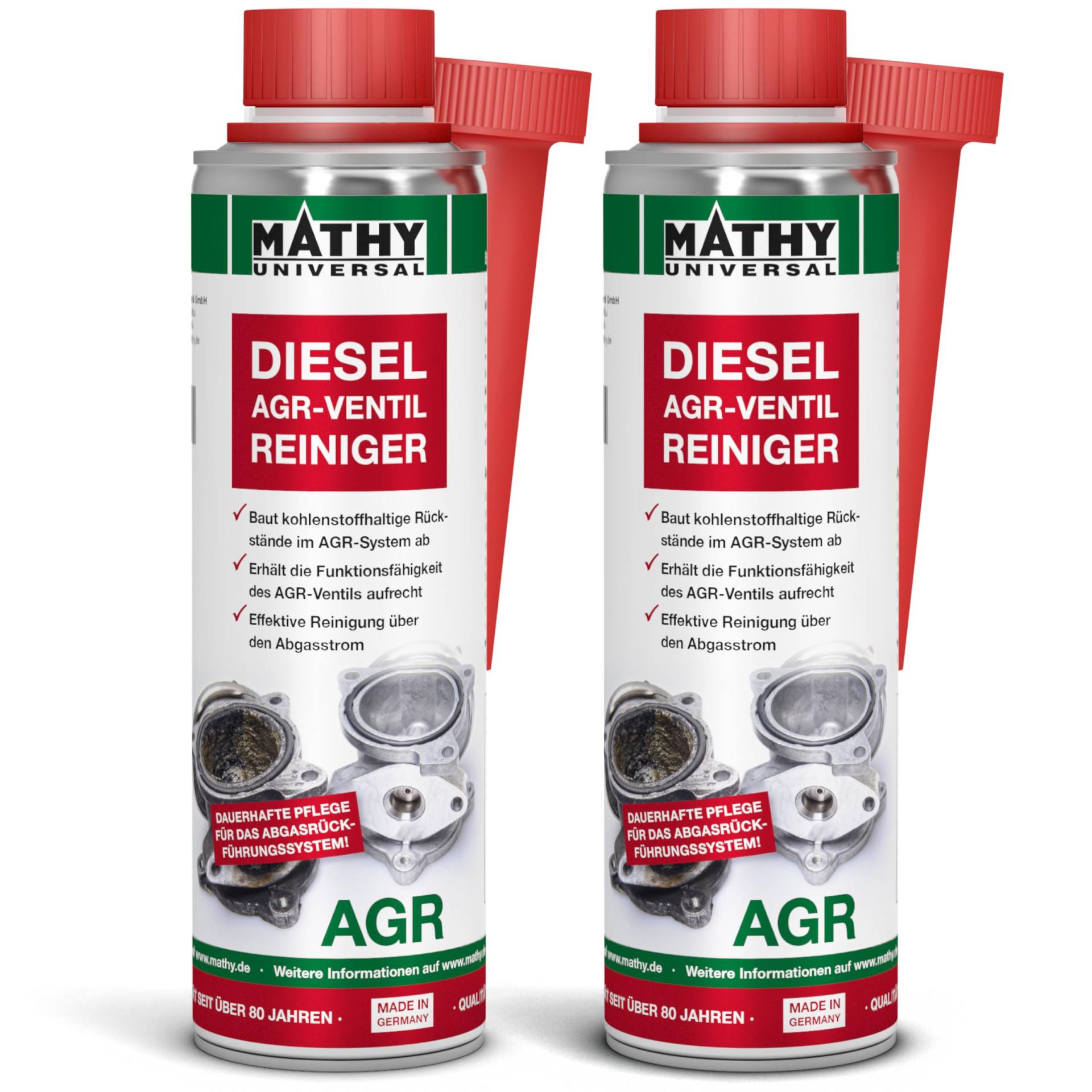 MATHY-AGR Reiniger Diesel (2 x 300 ml) – hochwirksamer Diesel Systemreiniger für Dieselmotoren mit AGR Ventil - AGR Reiniger - Diesel Additiv von MATHY