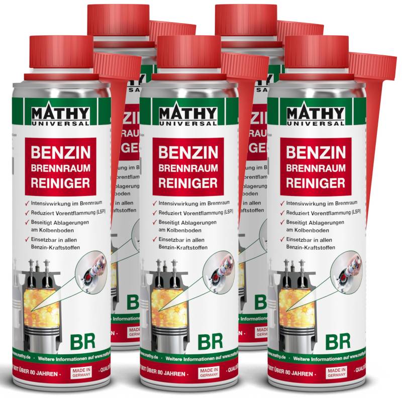 MATHY-BR Brennraum-Reiniger Benzin (5 x 250 ml) - Benzin Additiv - Kolbenring Reiniger - geeignet für Downsizing-Motoren - Kraftstoffadditiv von MATHY