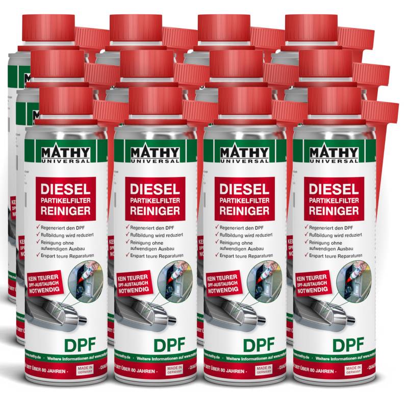 MATHY-DPF Partikelfilter Reiniger Diesel (12 x 300 ml) - hochwirksamer DPF Reiniger - Diesel Systemreiniger für Dieselmotoren - Diesel Additiv von MATHY