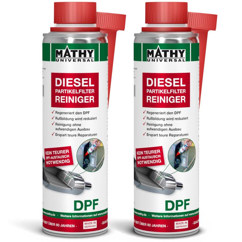 MATHY-DPF Partikelfilter Reiniger Diesel (2 x 300 ml) - hochwirksamer DPF Reiniger - Diesel Systemreiniger für Dieselmotoren - Diesel Additiv von MATHY